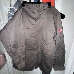 Men's Grey Brown Fire Retardant Button Up Shirt